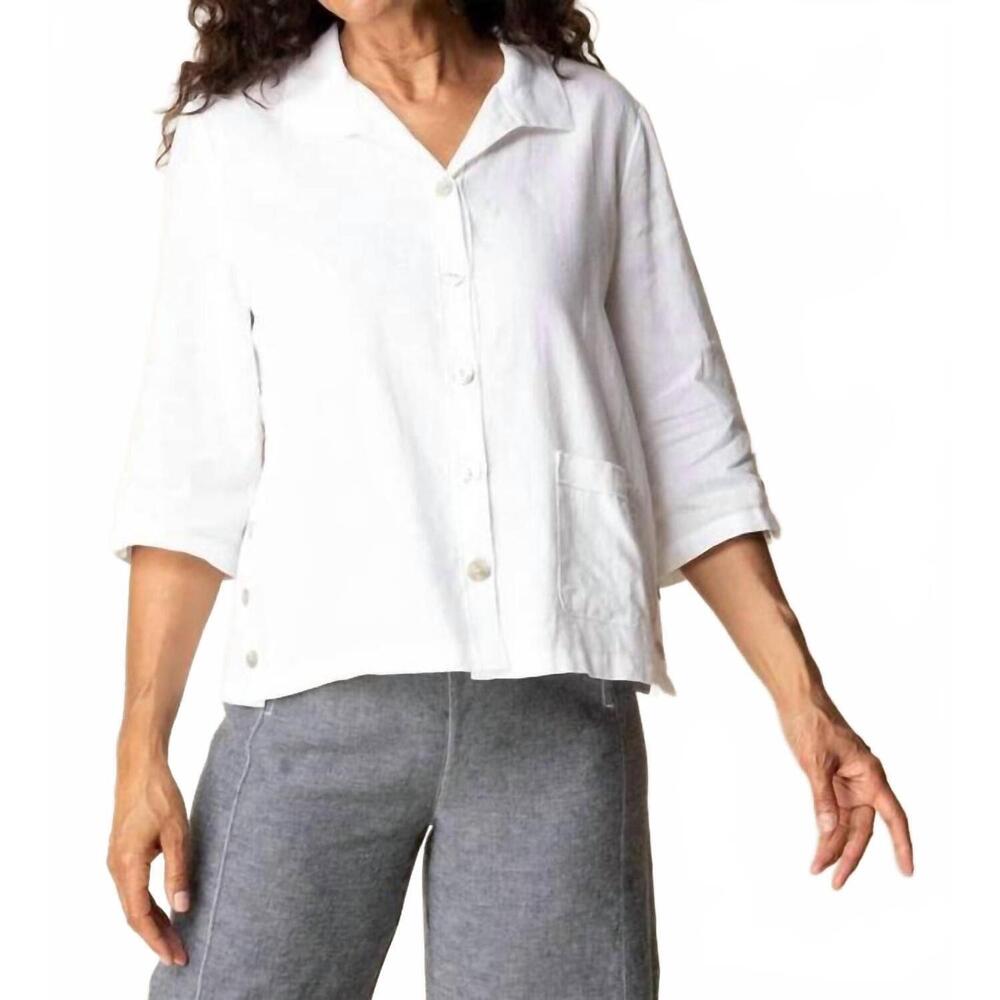 NEW HABITAT linen camp shirt in white